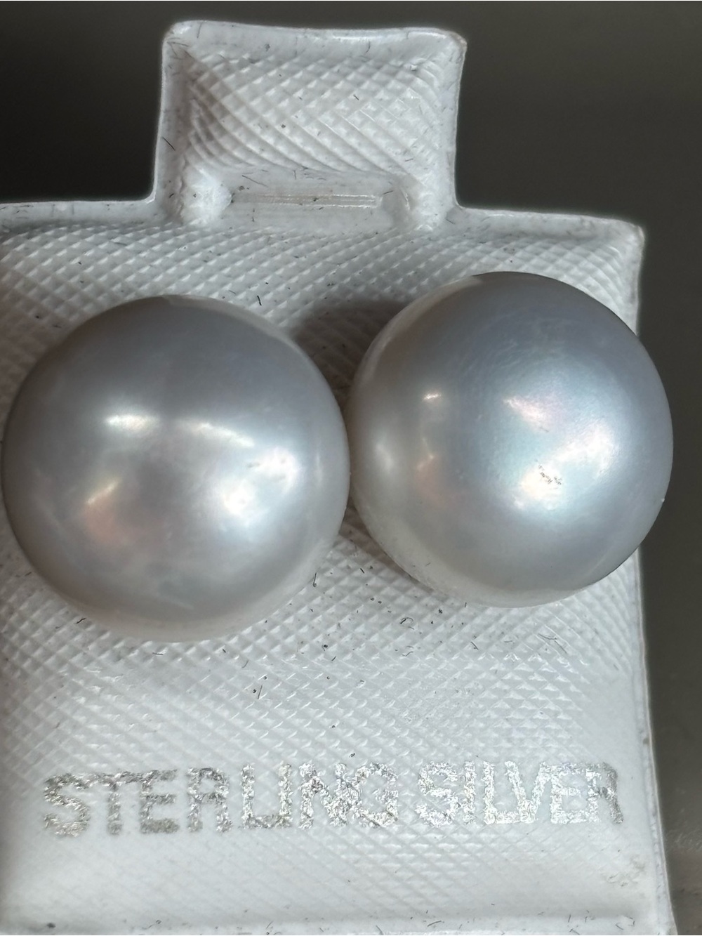 11mm .925 Sterling Silver Button Round White Pearl Stud Earrings Large